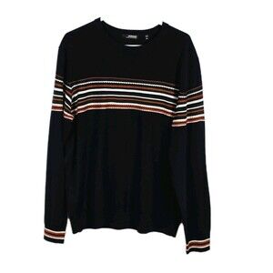 Murano Modern Preformance Men's XL Navy Blue Embroidered Long Sleeve Sweater